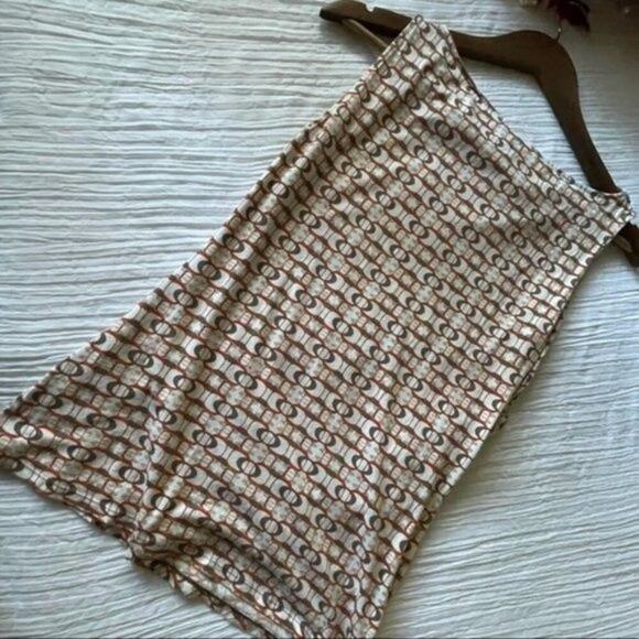 Ann Taylor Shirt Women's Medium Sleeveless Orange/Brown Print - Picture 2 of 9